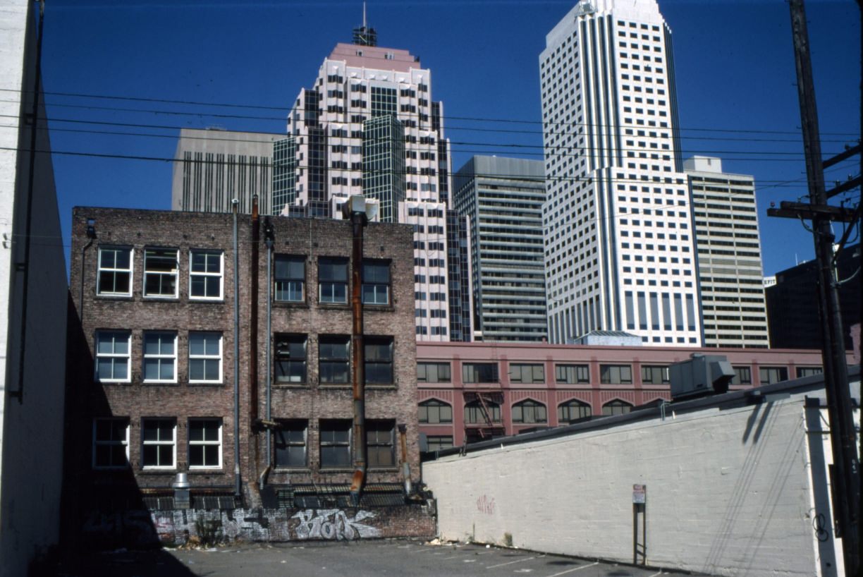 View from Tehama Street near 1st Street, 1989.
