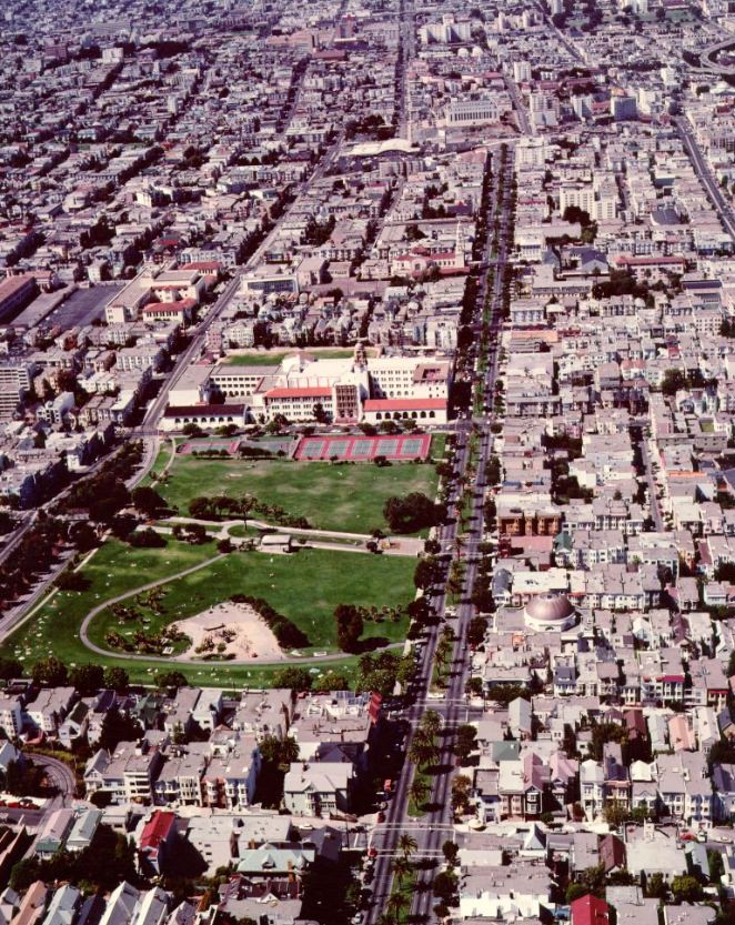 Aerial view of the Mission district, 1988