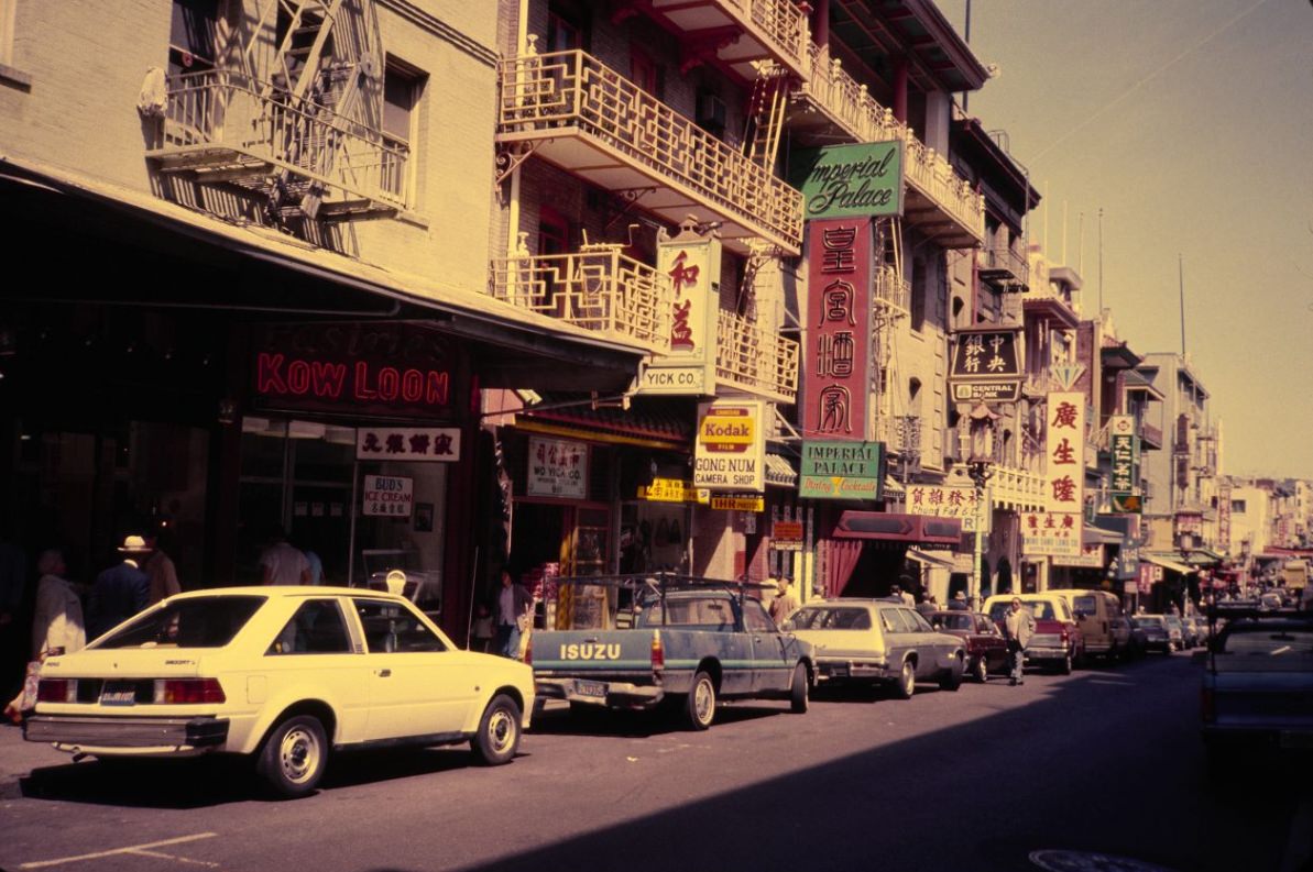 Chinatown businesses along Grant Avenue, 1984.