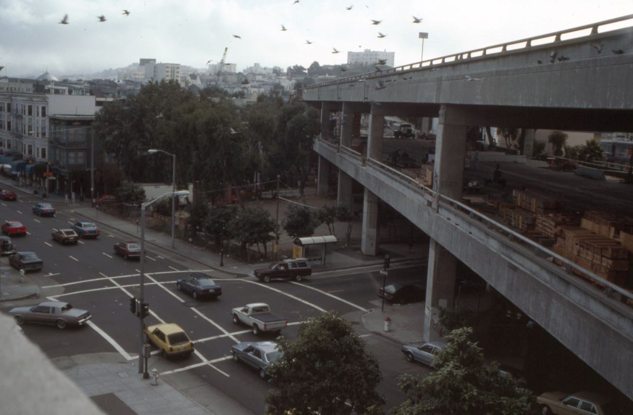 Central Freeway at Grove and Gough, 1991.