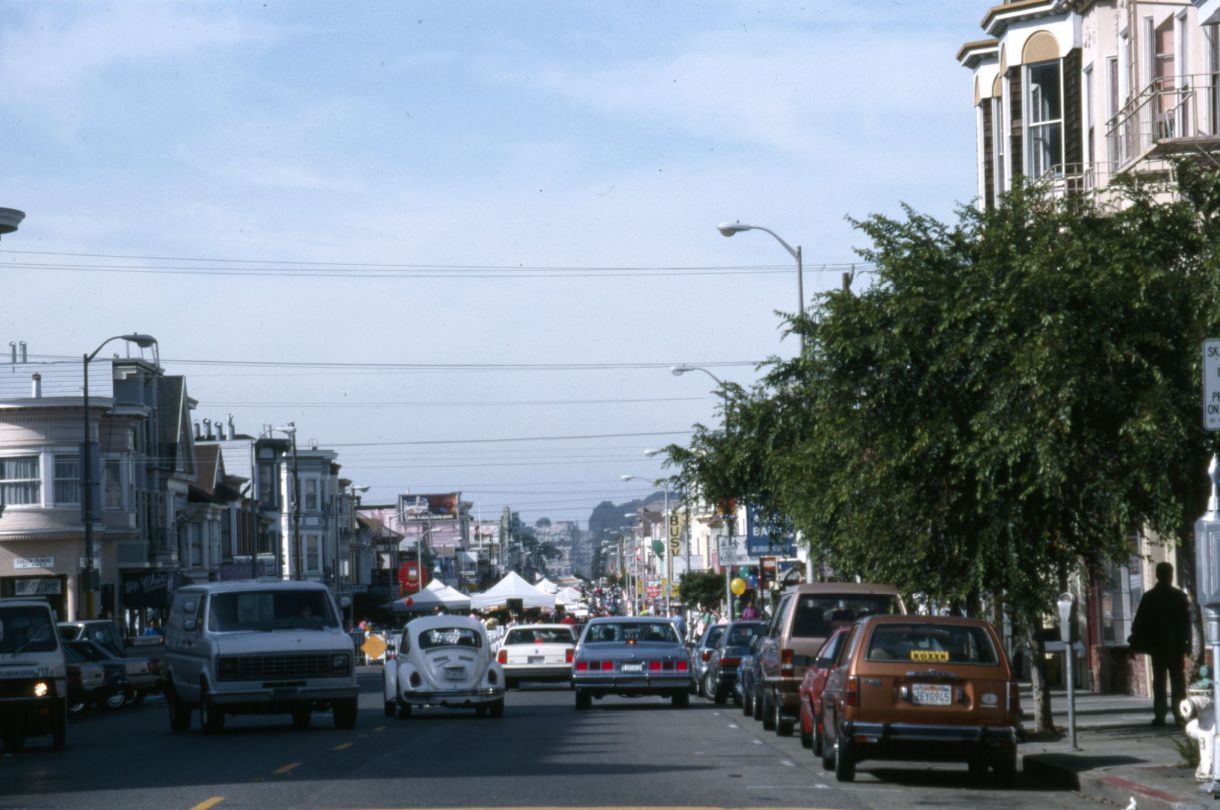 Clement Street facing west, from Arguello Boulevard, 1992.