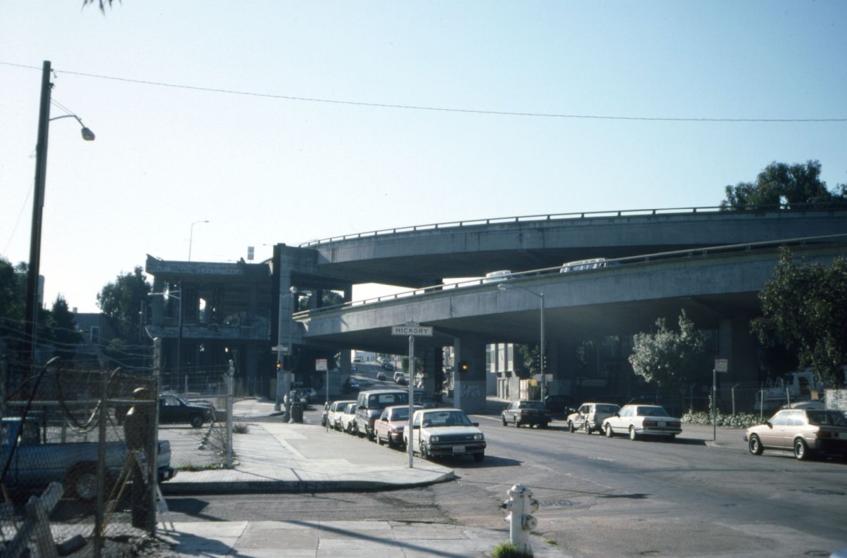 Octavia and Hickory with Central Freeway in background, 1994.