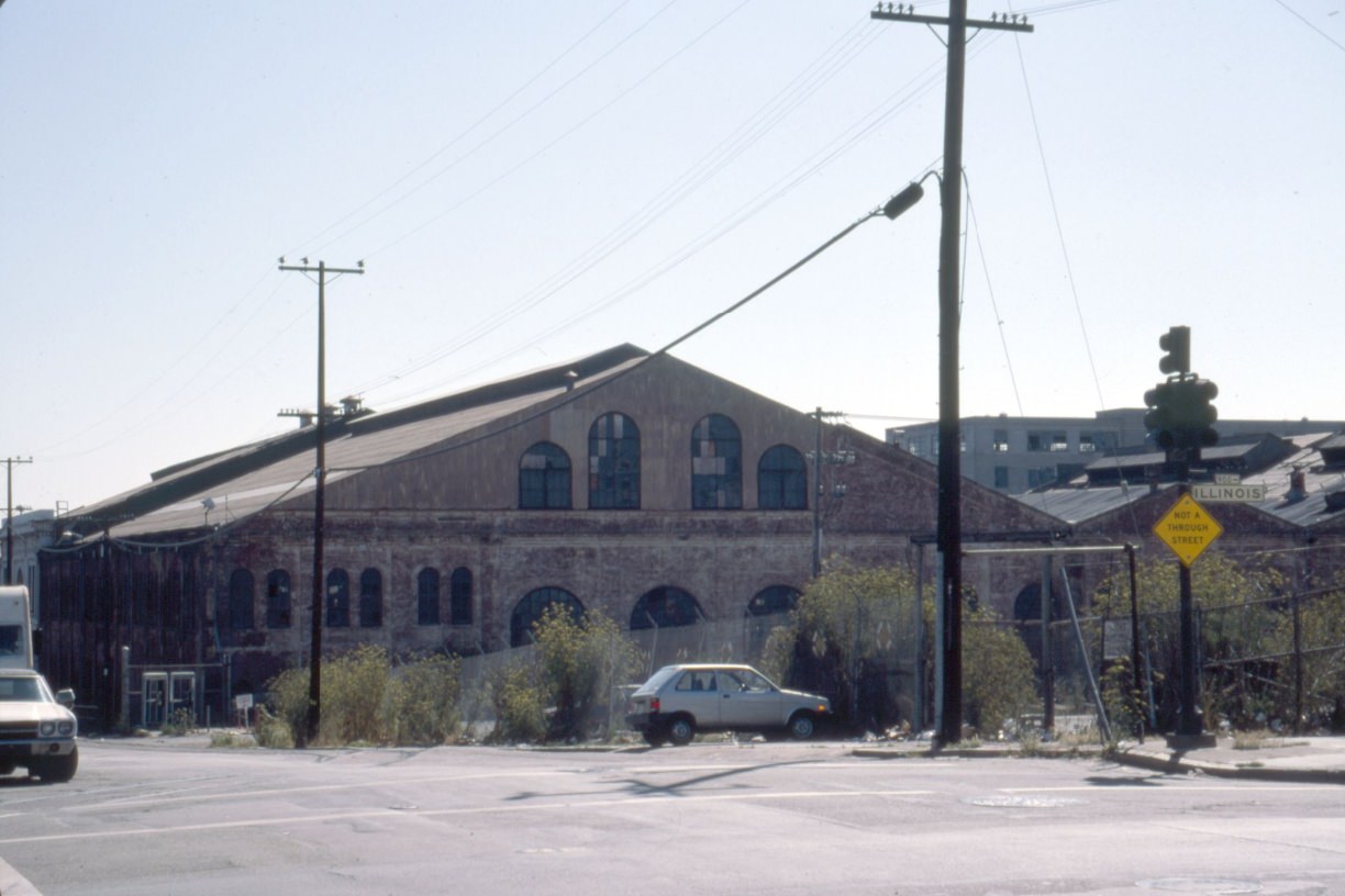 20th Street at Illinois, looking east at shipyard buildings, 1994.