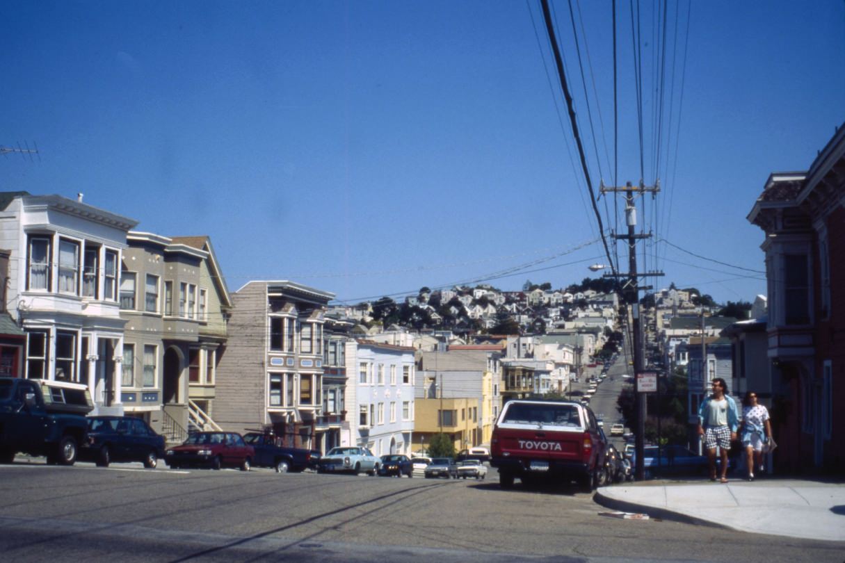 Sanchez Street at Clipper Street, looking north, 1991.