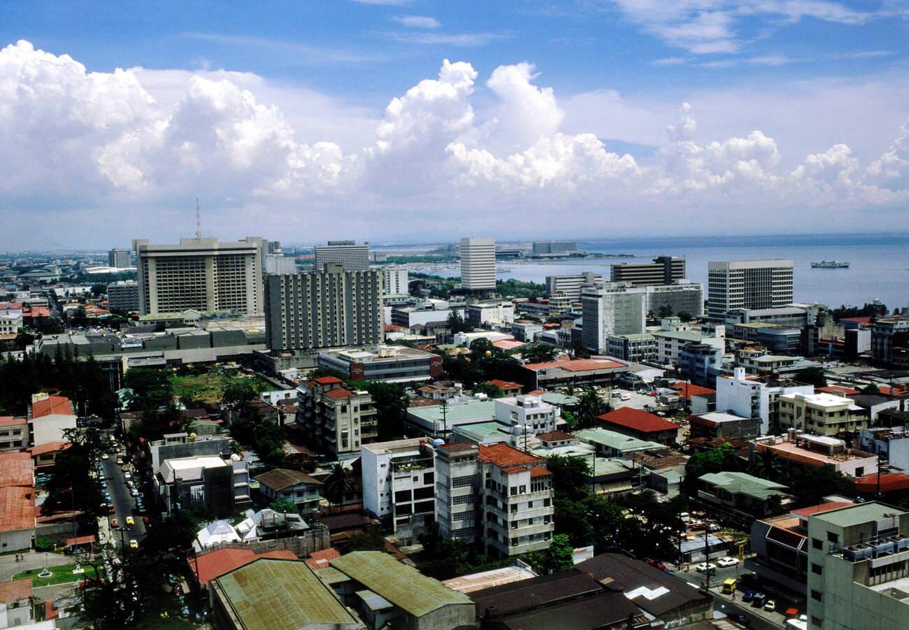 Manila, Philippines, city view captured in the 1970s.