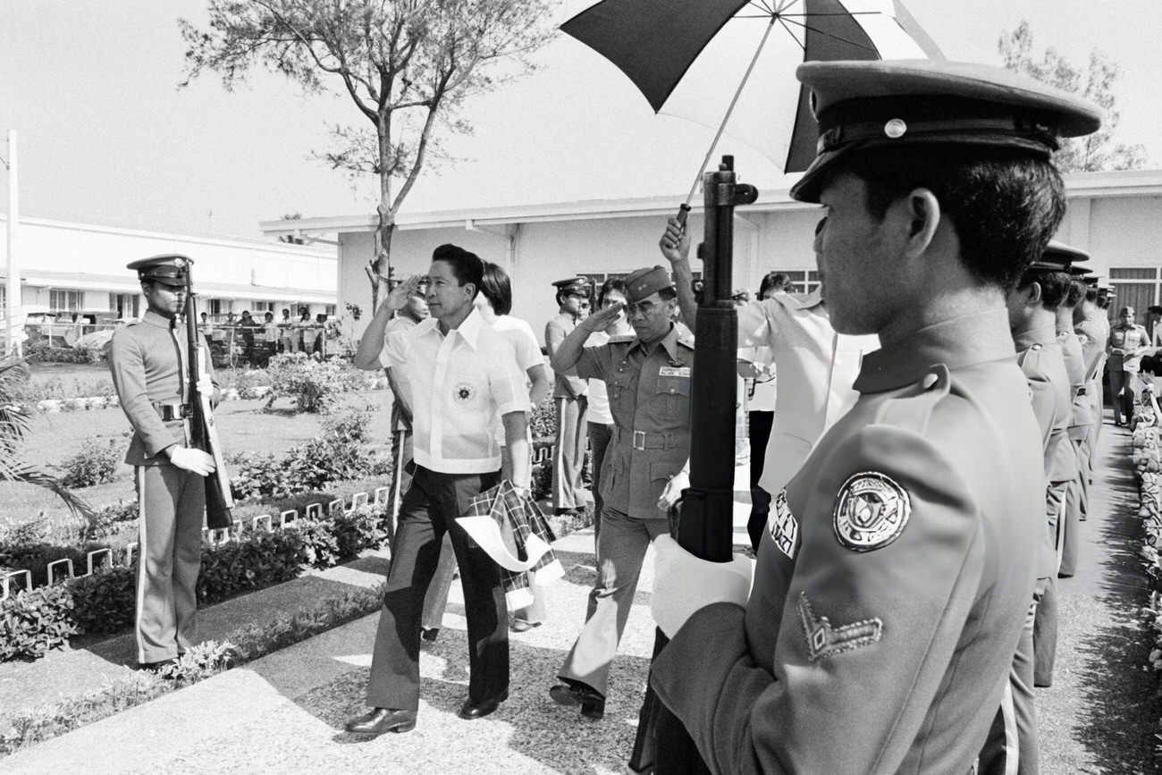 Ferdinand Marcos votes in his hometown of Batac during a referendum, December 1977, Philippines.