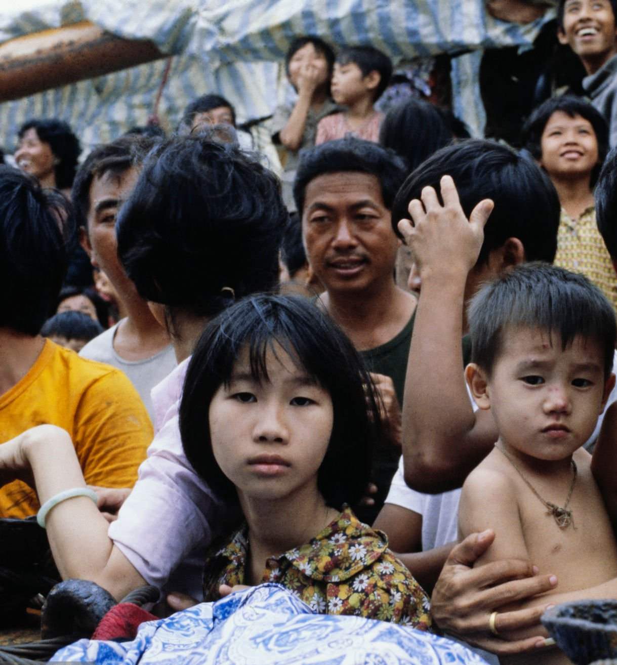 Vietnamese refugees on the ship Tung An in Manila Bay, January 8th, 1979.