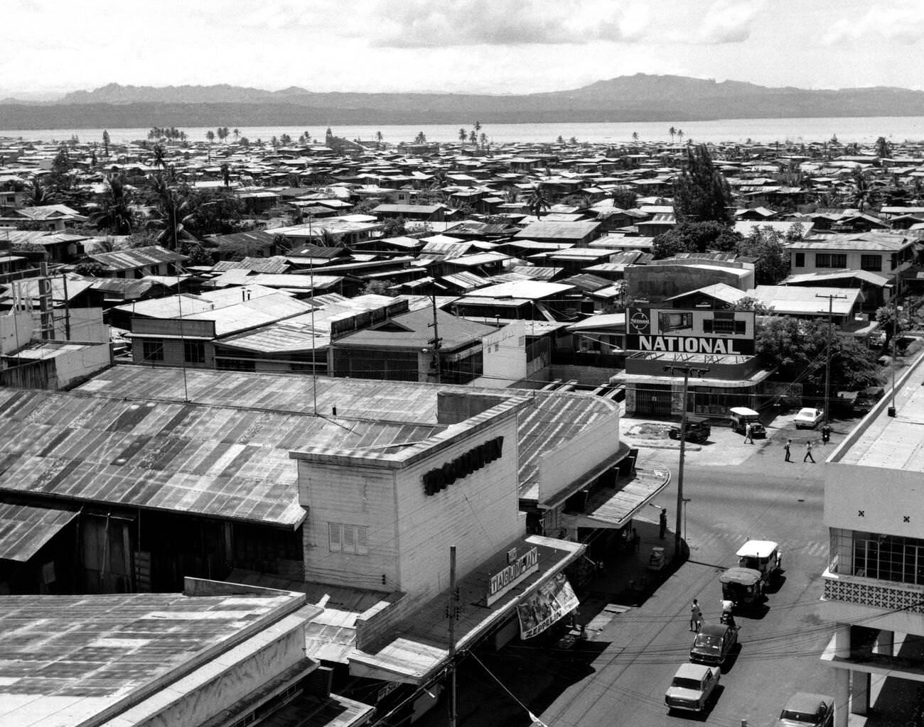 Davao City, Mindanao, Philippines, cityscape viewed from the university, 1972.