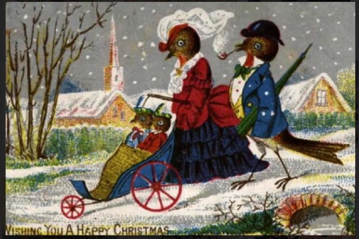 Hilariously Bizarre Christmas Cards from the Victorian Era featuring Animals