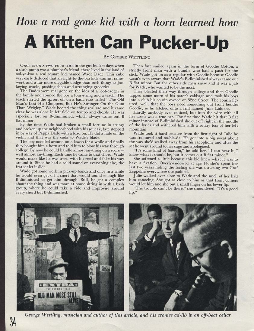 How a real gone kid with a horn learned how A Kitten Can Pucker-Up.
