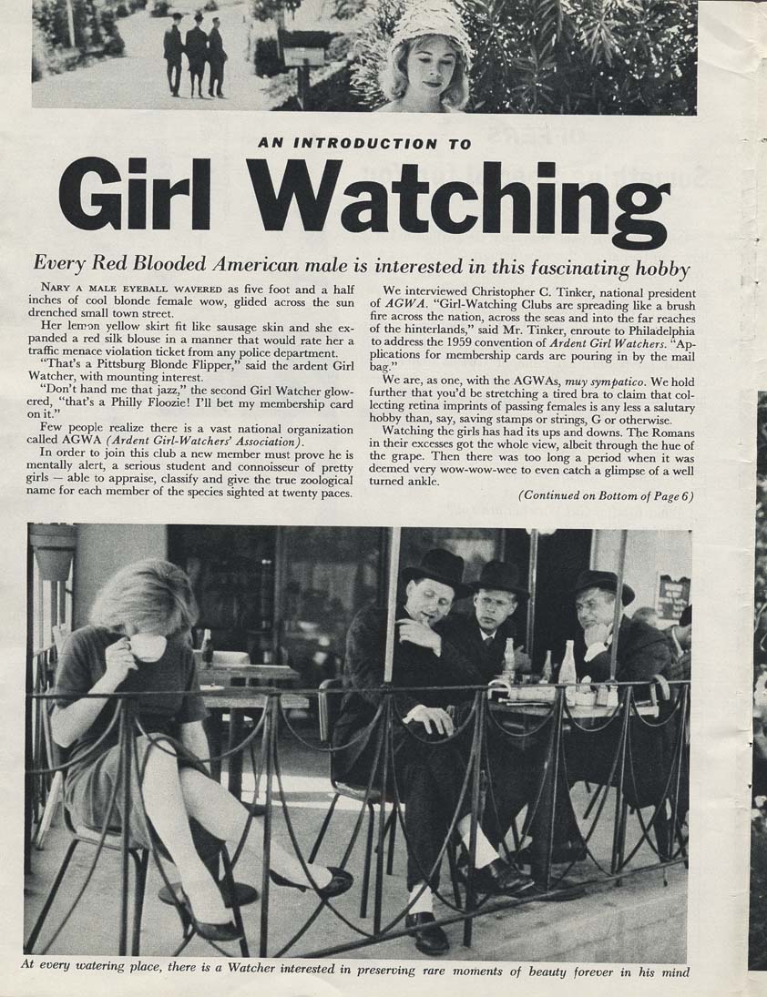 A Guide to Girl Watching: A 1959 Magazine about Stalking and Predator Behavior in a Seriously Misguided Attempt at Humor