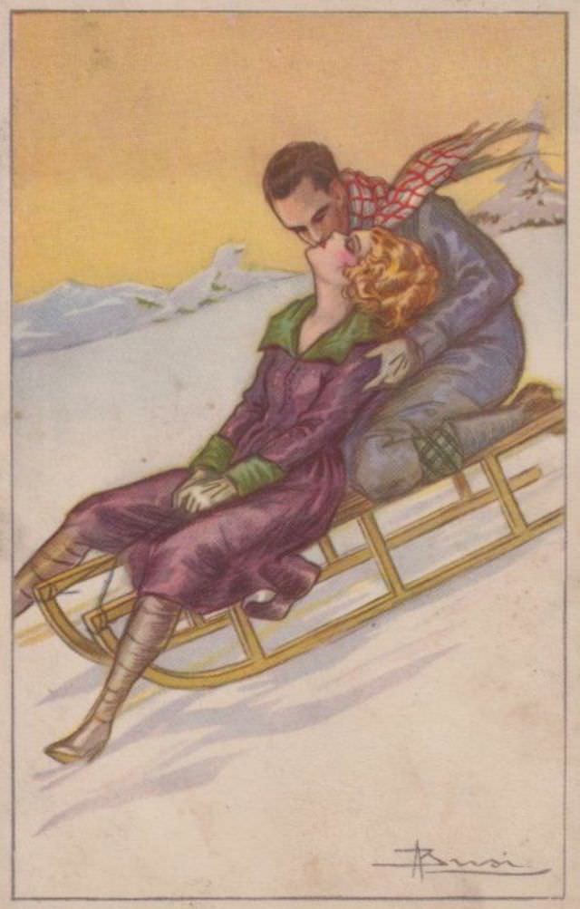 Romantic couple in love, circa 1920s