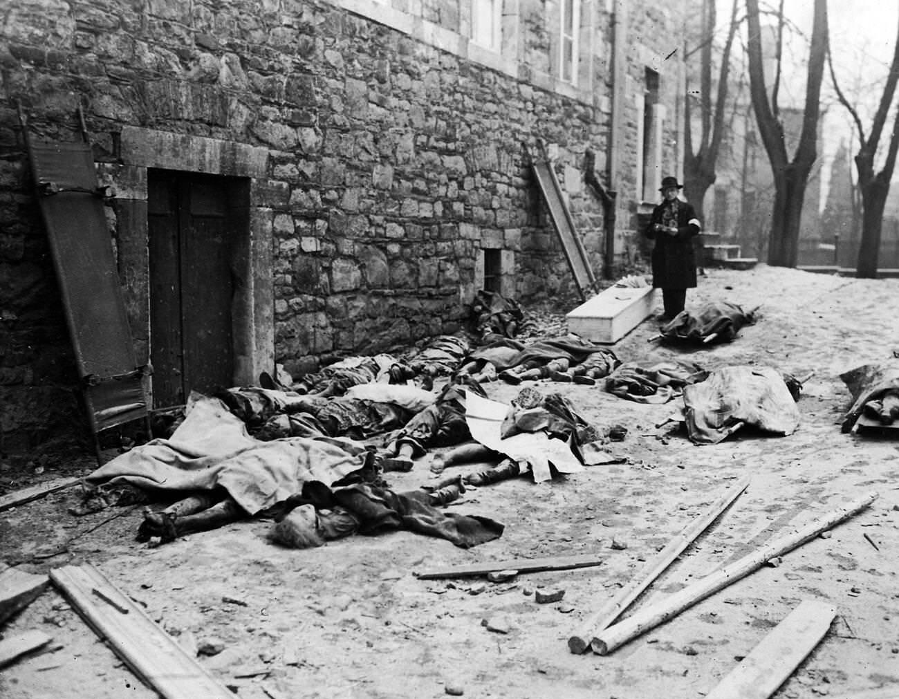 Belgian civilians killed by German units during the Ardennes counter-offensive, 1944.