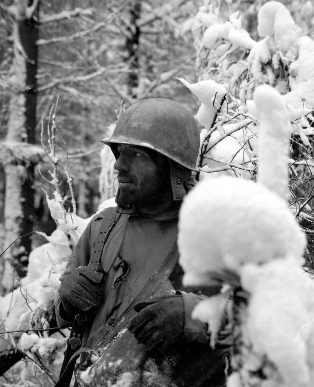 A U.S. Army sergeant in Belgium, 1945.