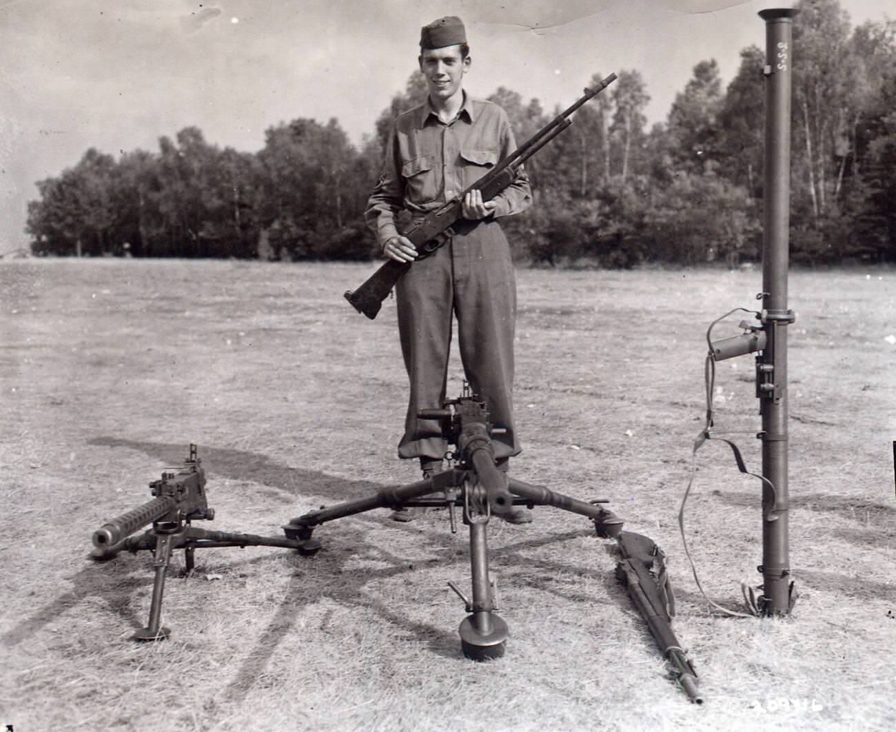 T/Sgt Currey, Francis S., Co. K 120th Infant Regt, 30th Infantry Div. of Hurleysville NY, used these weapons while halting a German attack on his company during the Battle of the Bulge.