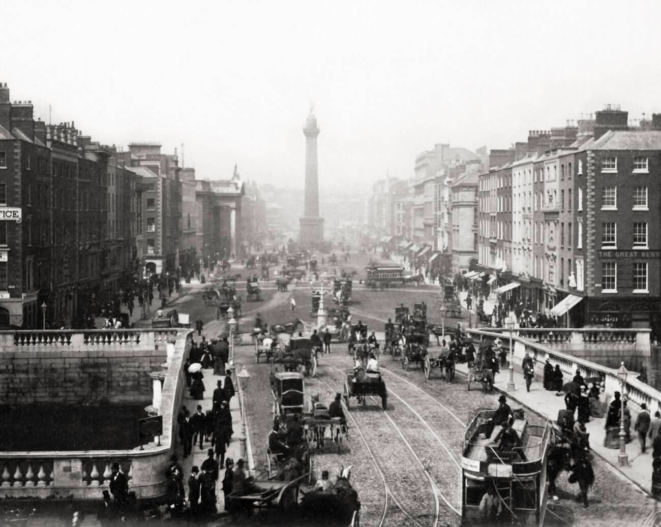 Sackville Street, now O'Connell St Dublin, Ireland, 1890s