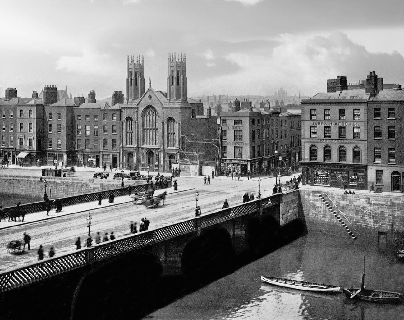 The Grattan Bridge, a road bridge spanning the River Liffey in Dublin, Ireland, and joining Capel Street to Parliament Street and the south quays.