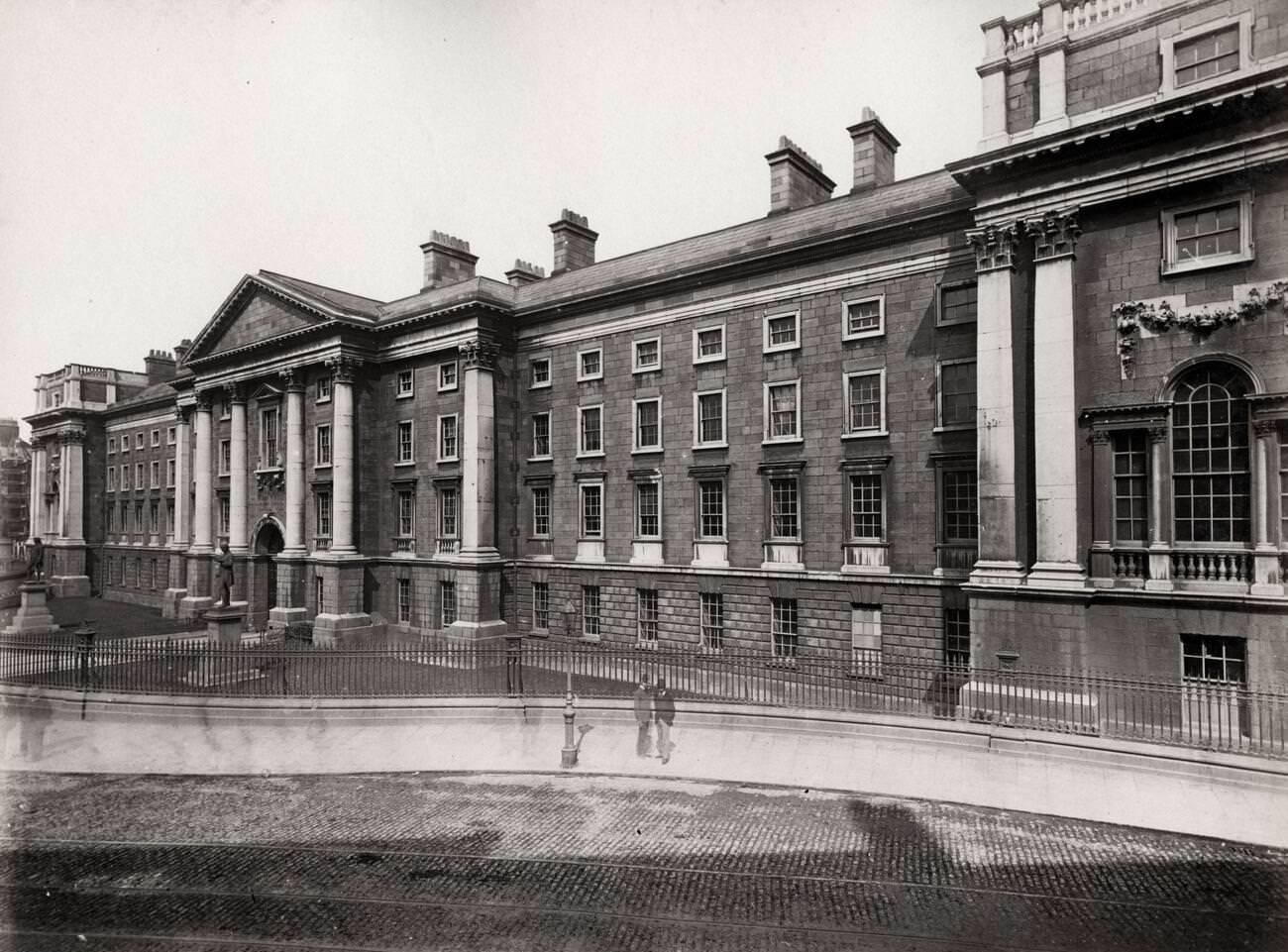 View of the facade of Trinity College Dublin.