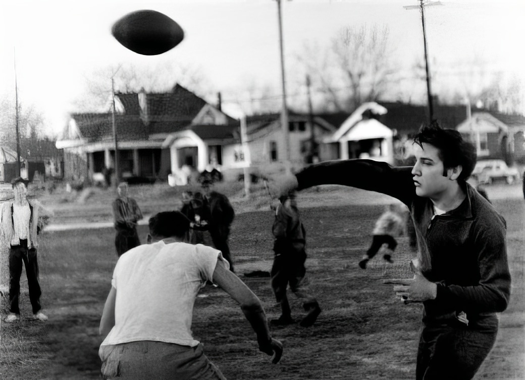 Vintage Photos of Elvis Presley Playing Touch Football, 1956
