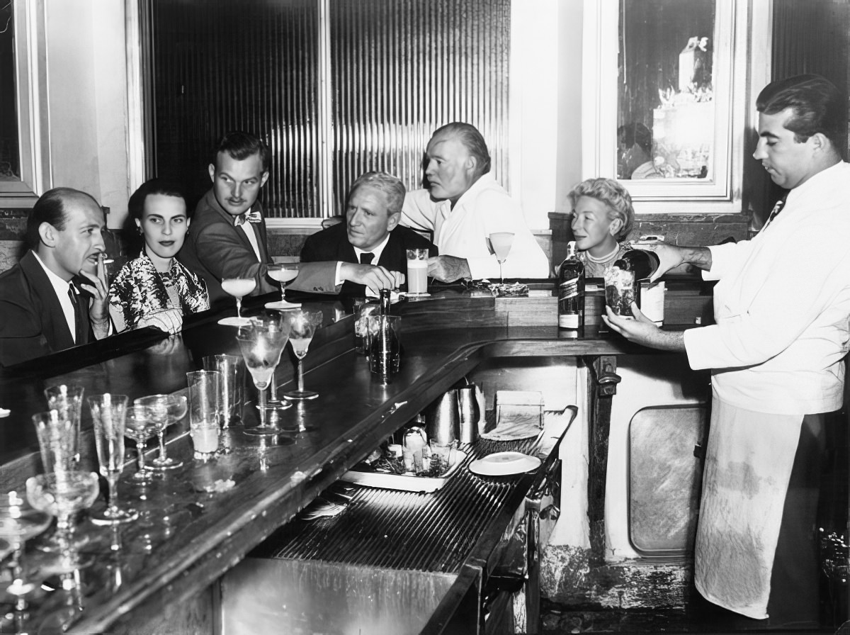 Hemingway, his fourth wife Mary, and Spencer Tracy partying in Havana, circa 1955