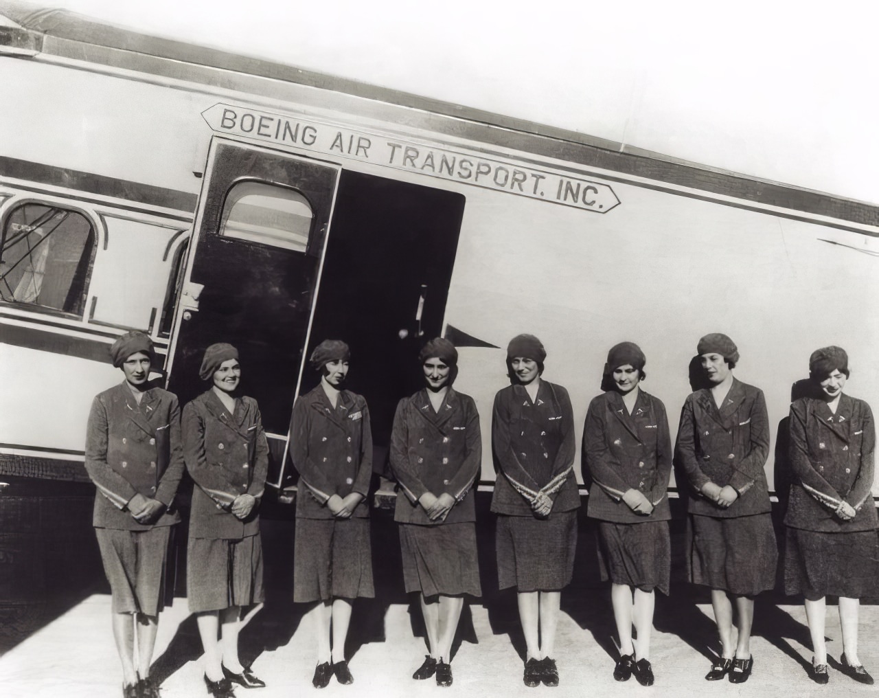 First female flight attendants of United Airlines, all of whom were nurses, 1930