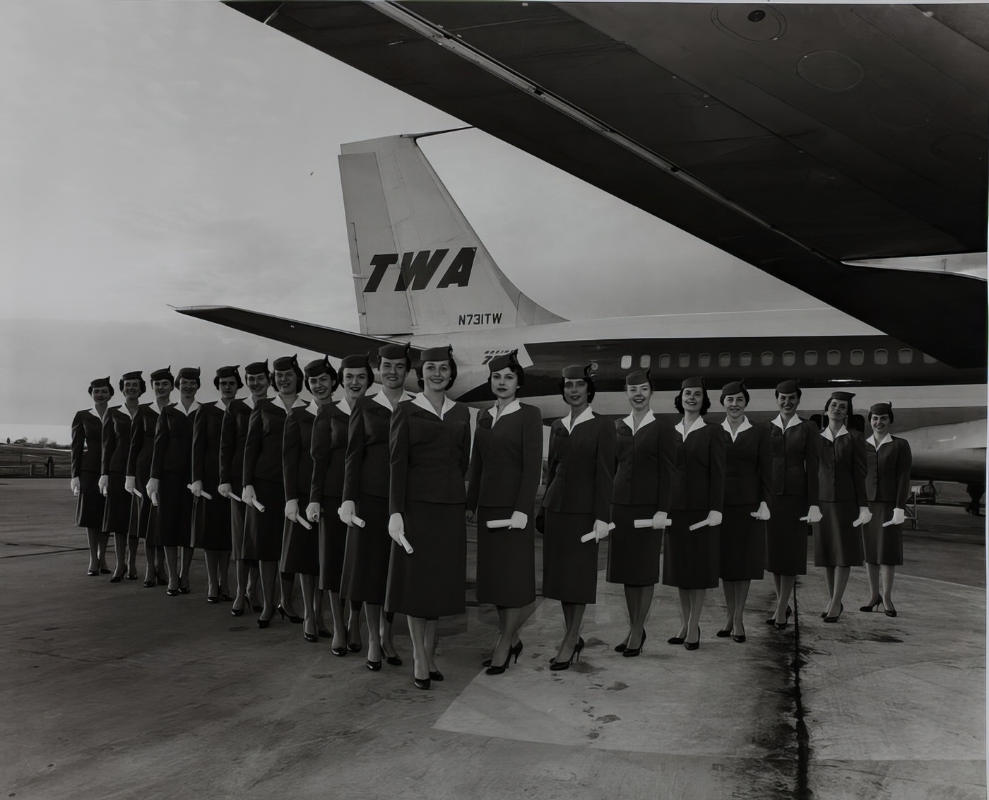 Transcontinental and Western Air stewardess in the first regular passenger flights between New York and Los Angeles, October 25, 1930