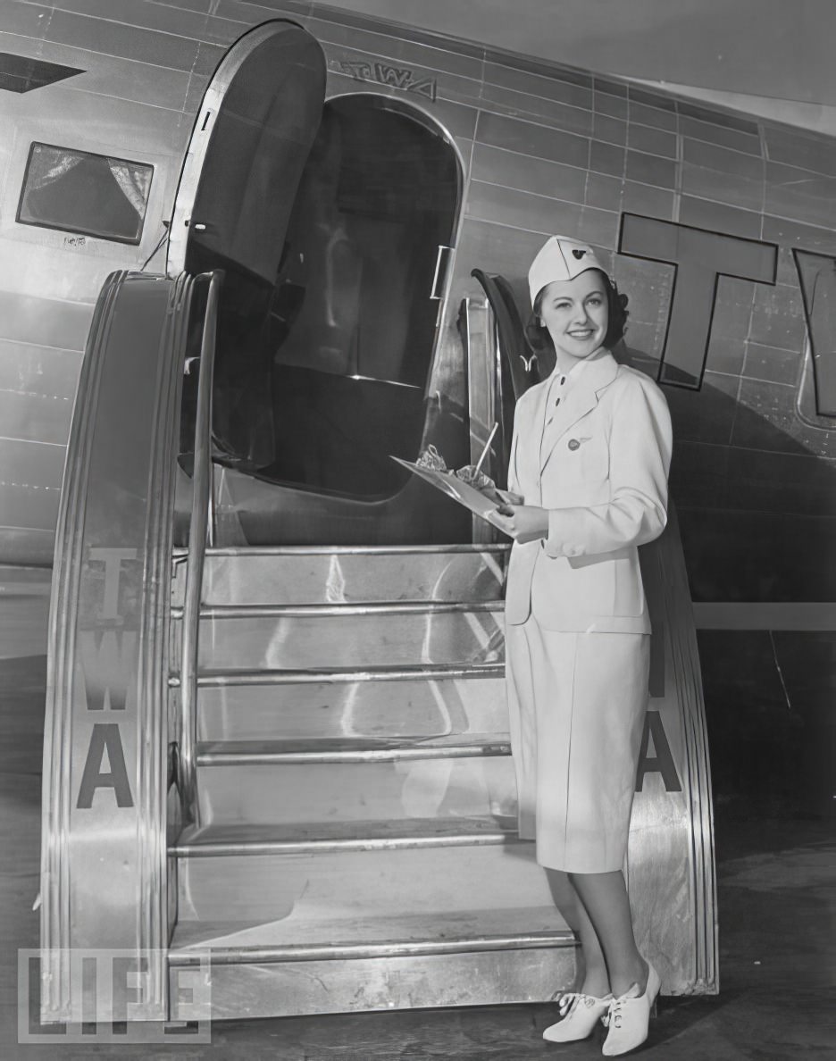 Transcontinental and Western Air stewardess, 1937