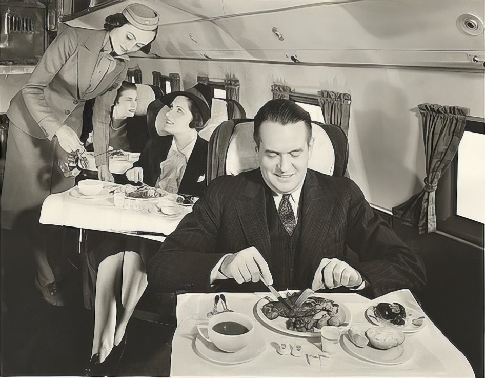 Airplane meal service, 1939