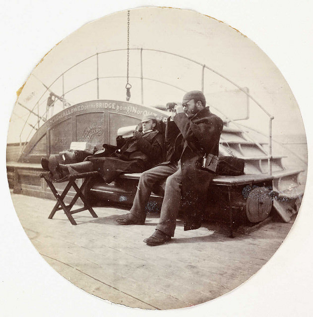 Two men on the deck of a ship