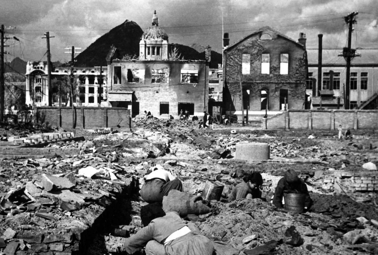 Korean War, Rubble of Seoul, 1950.