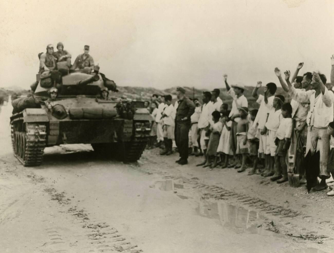 US light tank joins the Korean War, Korea, 1951.