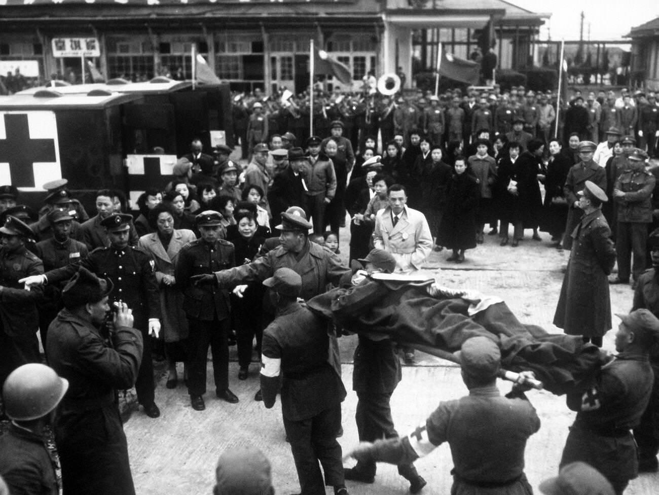 Korean War: Chinese and North Korean Communist POWs released from Prisoner of War compounds, 1950s.