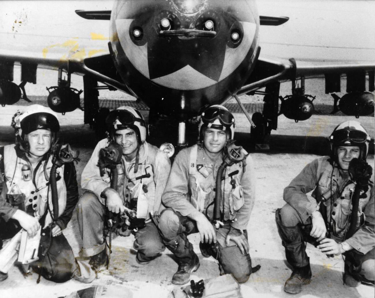 This division of F9F-5 Panther jets flew the last Marine Corps mission of the Korean War, 1953.