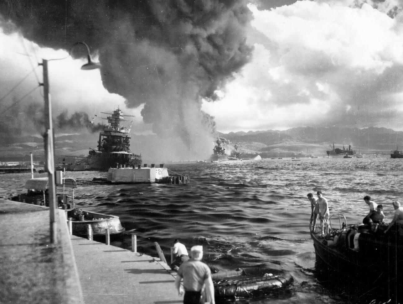 The attack on Pearl Harbor, 1941.