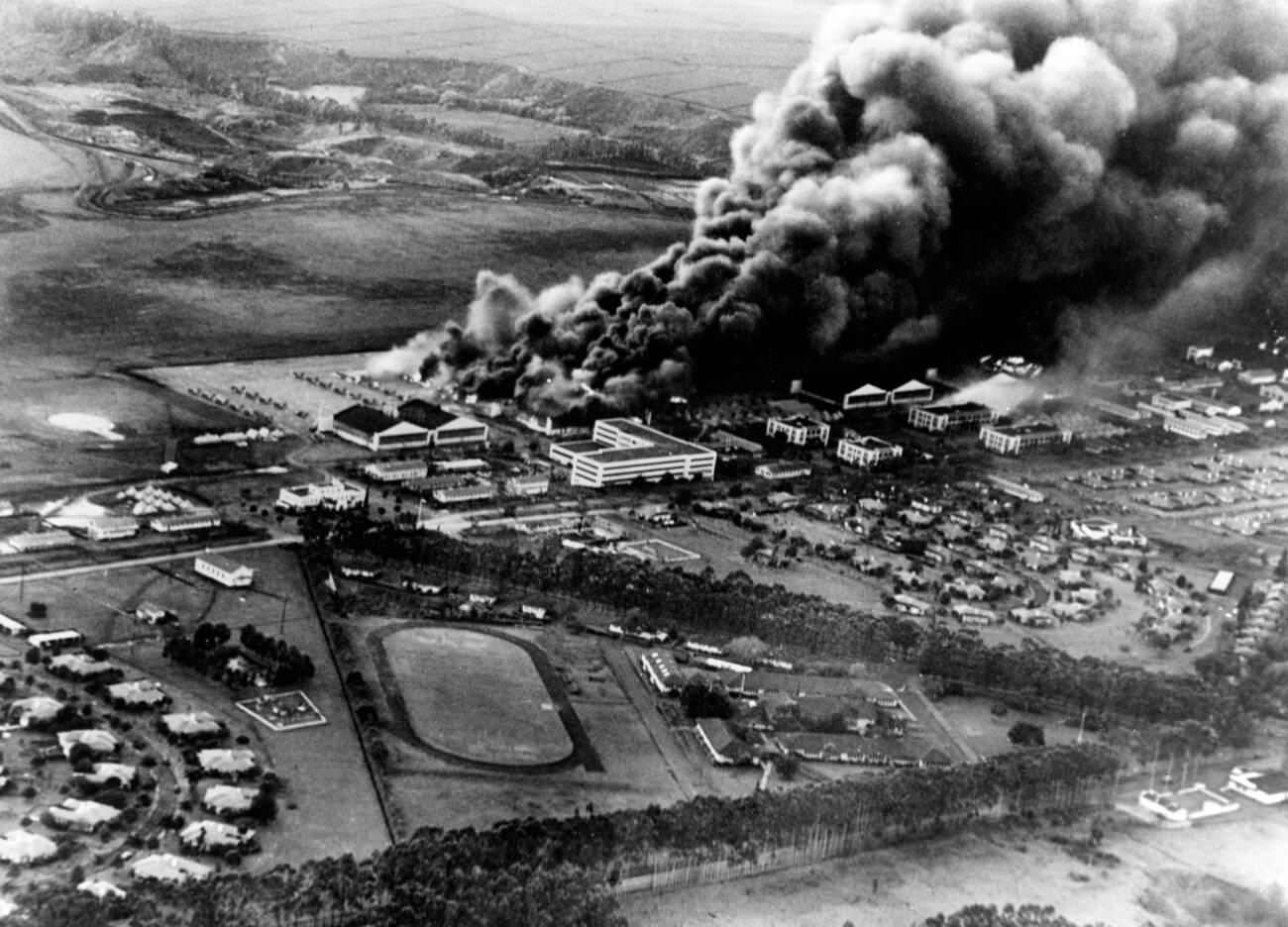 The Pearl Harbor attack, 1941.