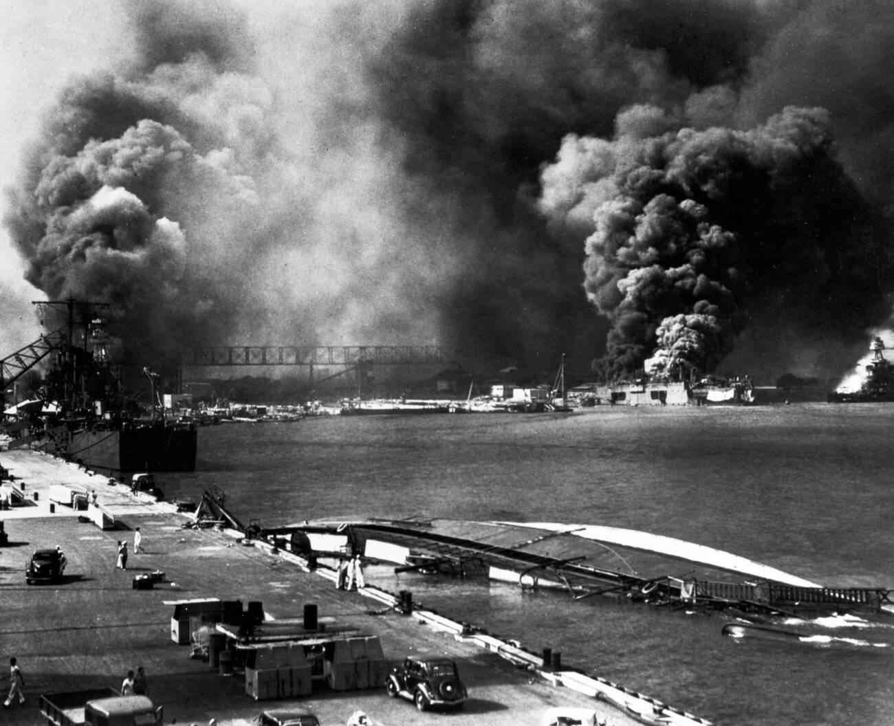 The Pearl Harbor attack, 1941.