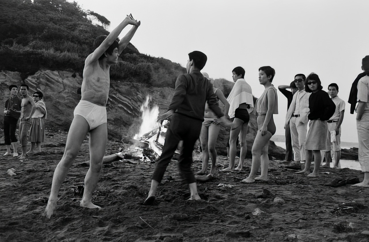 "Naron" and friends at dawn after an all-night party at the beach, 1964.