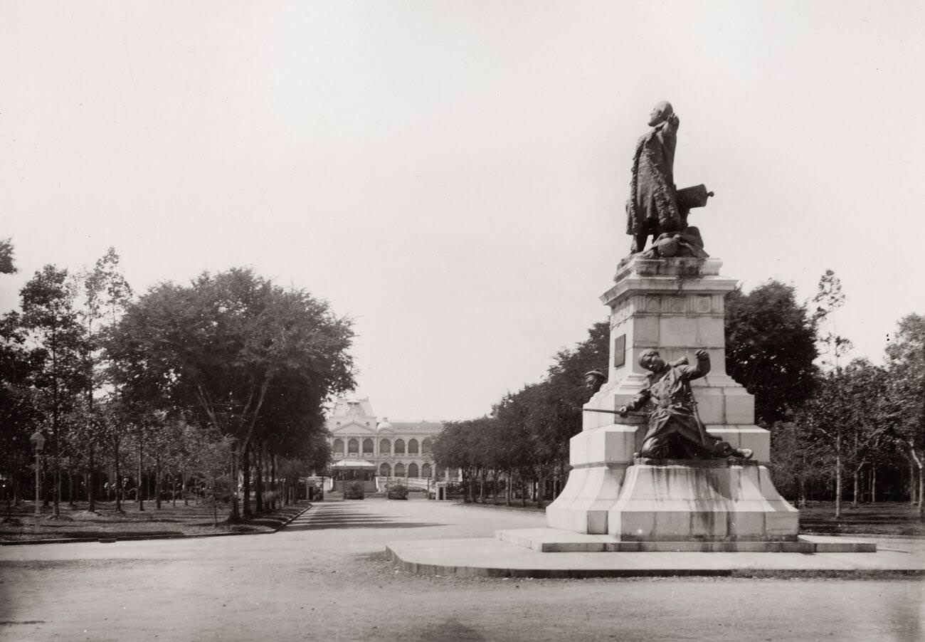 A monument of Leon Gambetta in Saigon, Vietnam, 1800s.