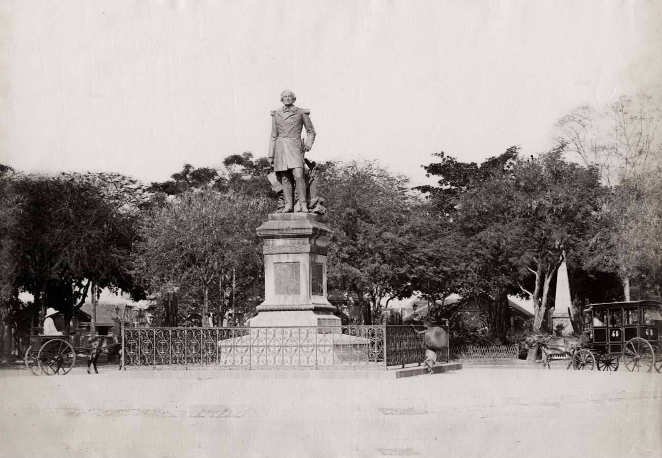 A statue of Admiral Rigault de Genouilly in Saigon, 1800s.