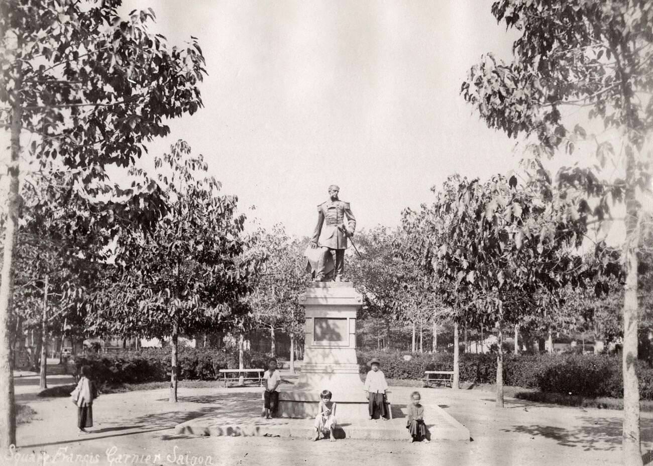 A statue of Francis Garnier in Saigon, 1800s.