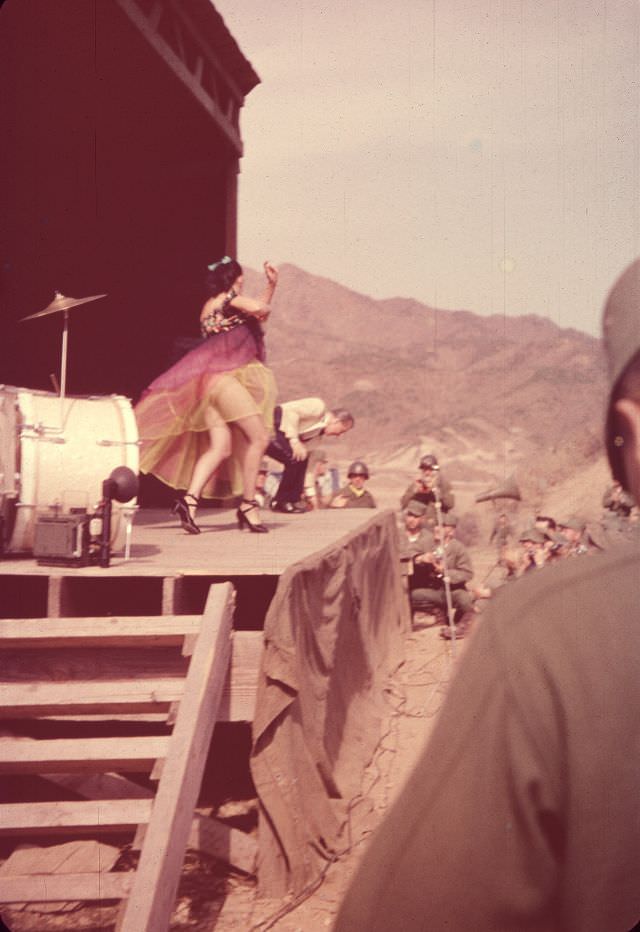 Performers at the 'Slapsie Maxie' show in Korea, April 1954