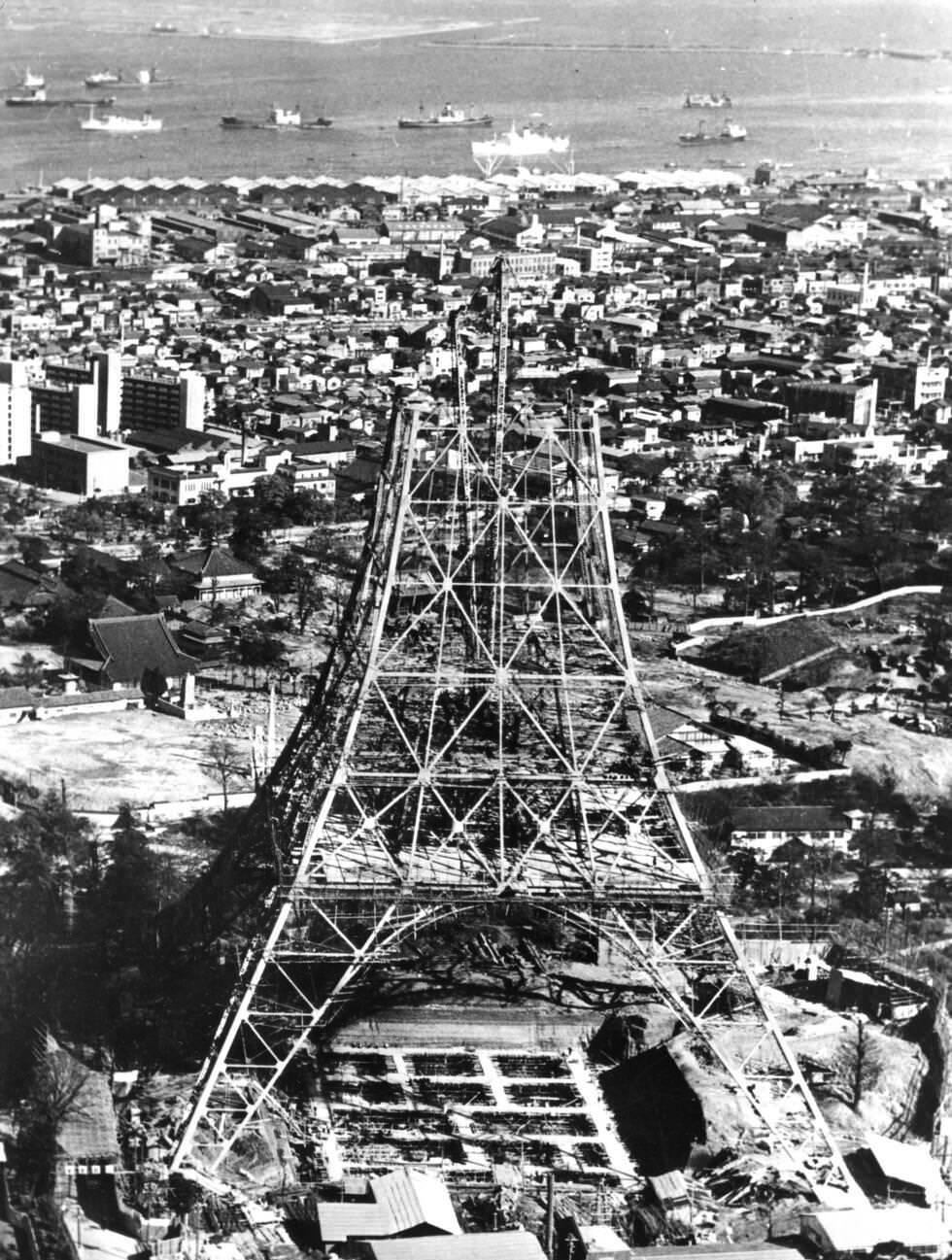 The Television Antenna Tower under construction, 1958.