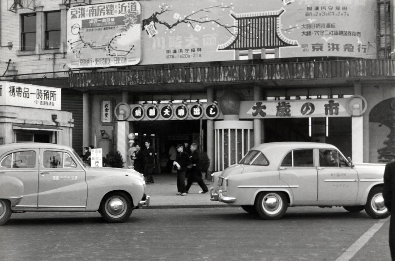 Taxis in Tokyo, 1950s.