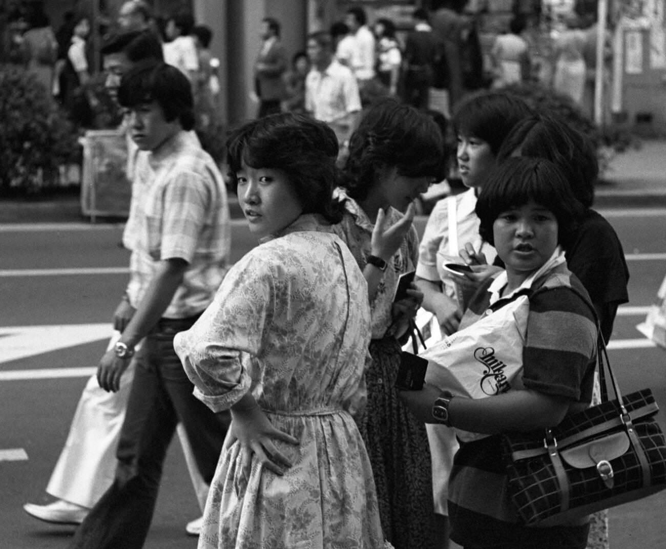 Teenagers on the street, Tokyo, 1978.