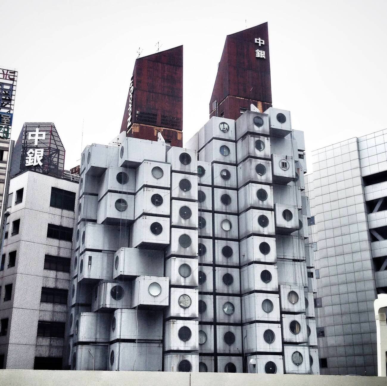 Nakagin Capsule Tower, Tokyo, 1970s.