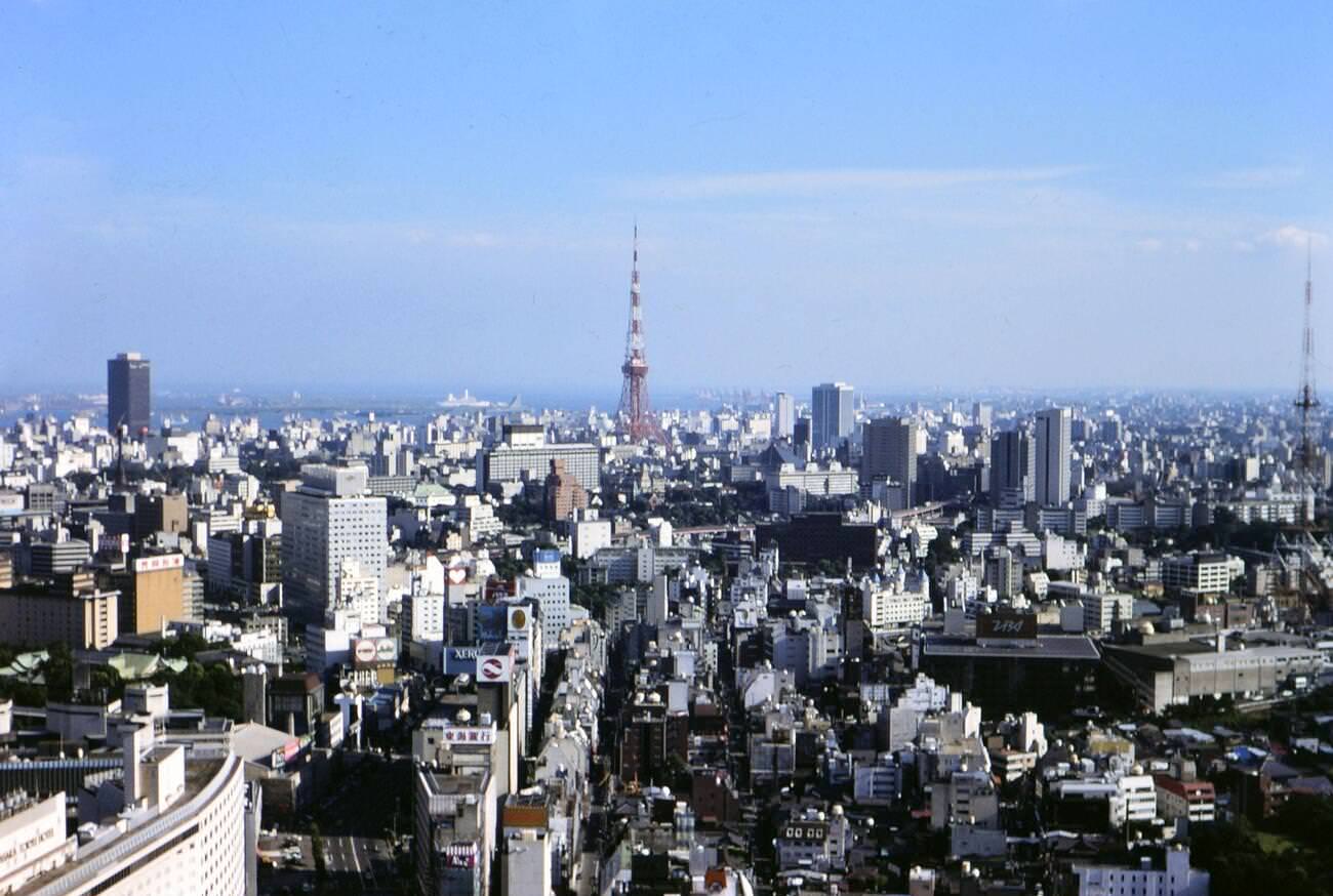 Tokyo Tower as seen from the New Otani Hotel, 1976.