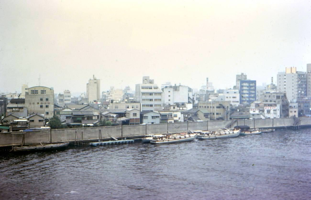 Canal view in Tokyo, 1973.