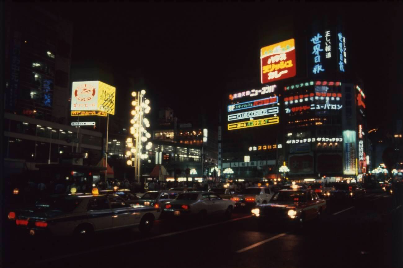 Night lights, Tokyo, 1970s.