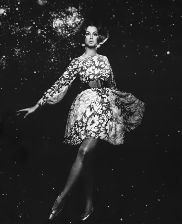 Veronica Hamel in a lovely dress, 1968.