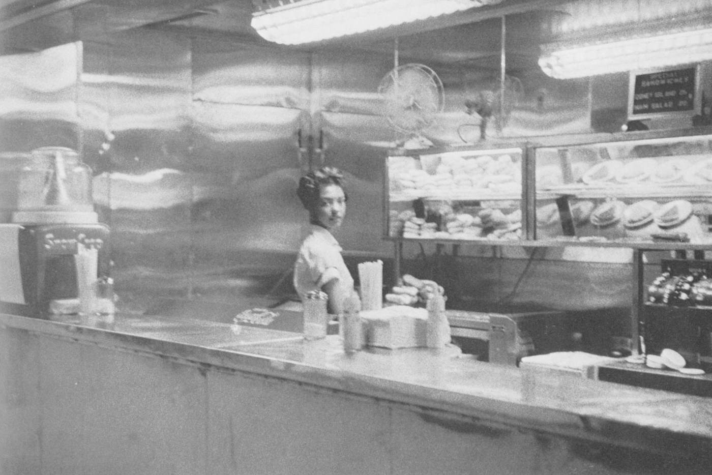 Coffee shop, railway station, Indianapolis, 1955